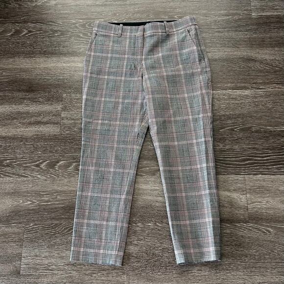 Theory Treeca 2 Deco Portland Plaid Cropped Pants 6 Wool Blend Tailored Trousers - Picture 14 of 14